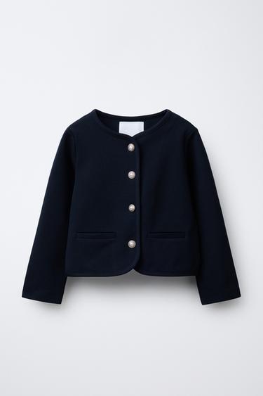 FAUX PEARL BUTTON JACKET - Navy blue by Zara
