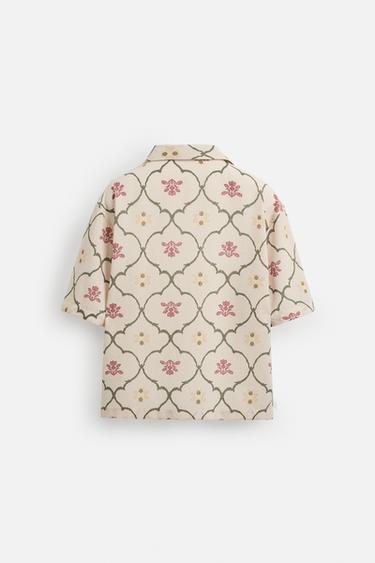 CHEMISE À IMPRIMÉ LOSANGES - Beige de Zara - Image 8
