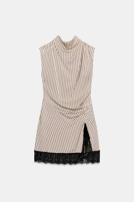 MINI STRIPED LACE DRESS - Pink by Zara - Image 0
