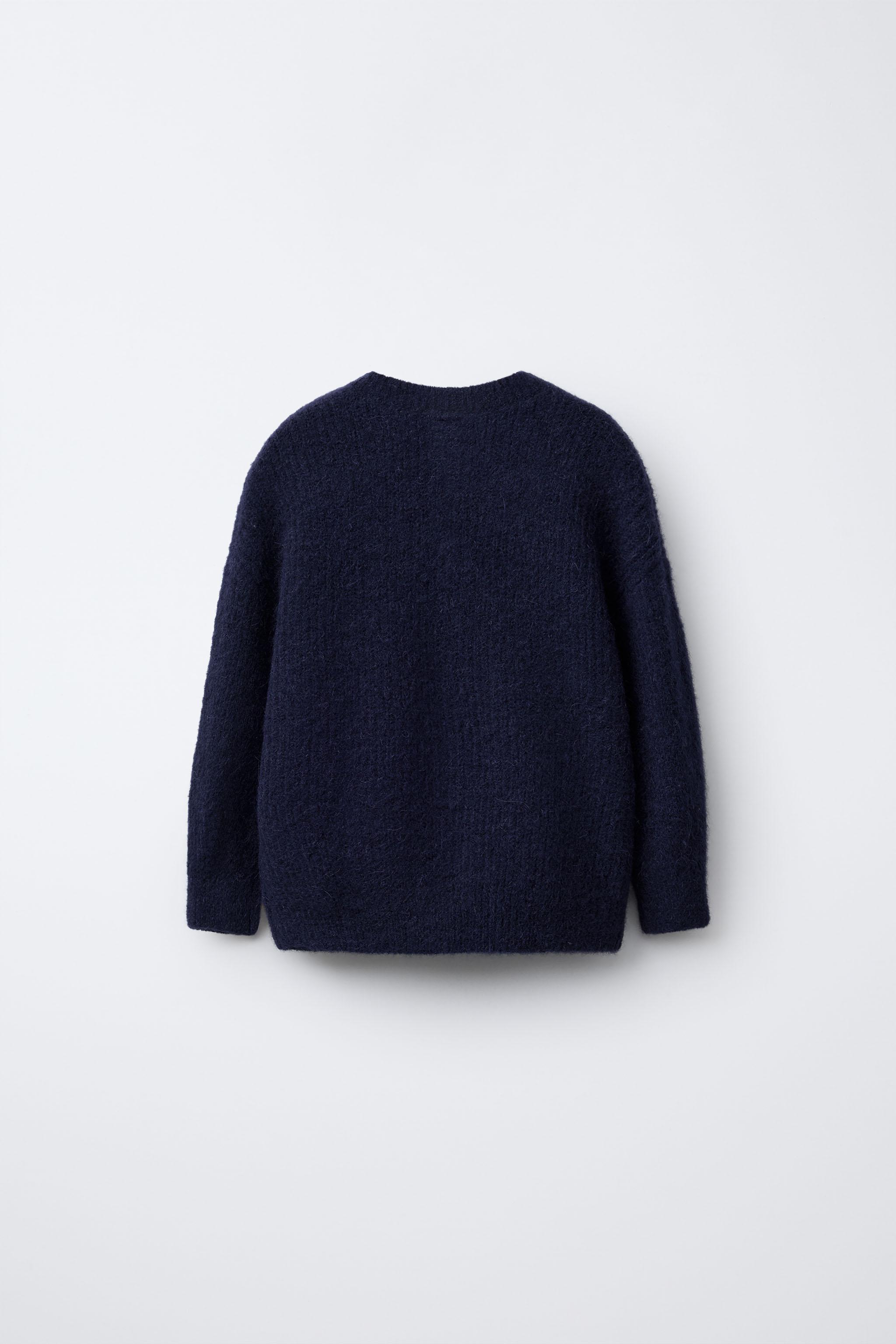 WOOL AND ALPACA BLEND CARDIGAN - Navy blue | ZARA United States