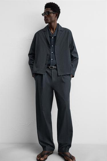 REGULAR FIT PLEATED TROUSERS - Blue by Zara