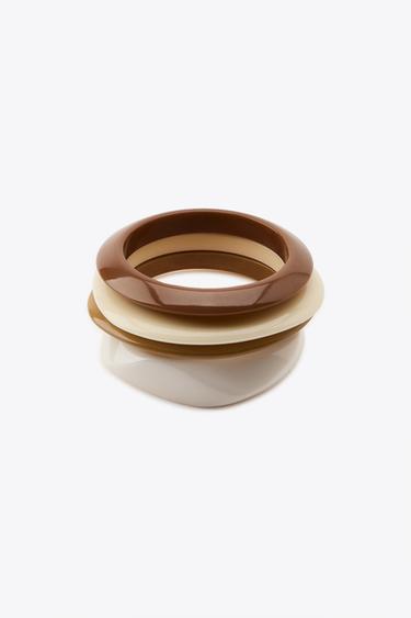 PACK OF 4 RESIN BRACELETS - Ecru by Zara