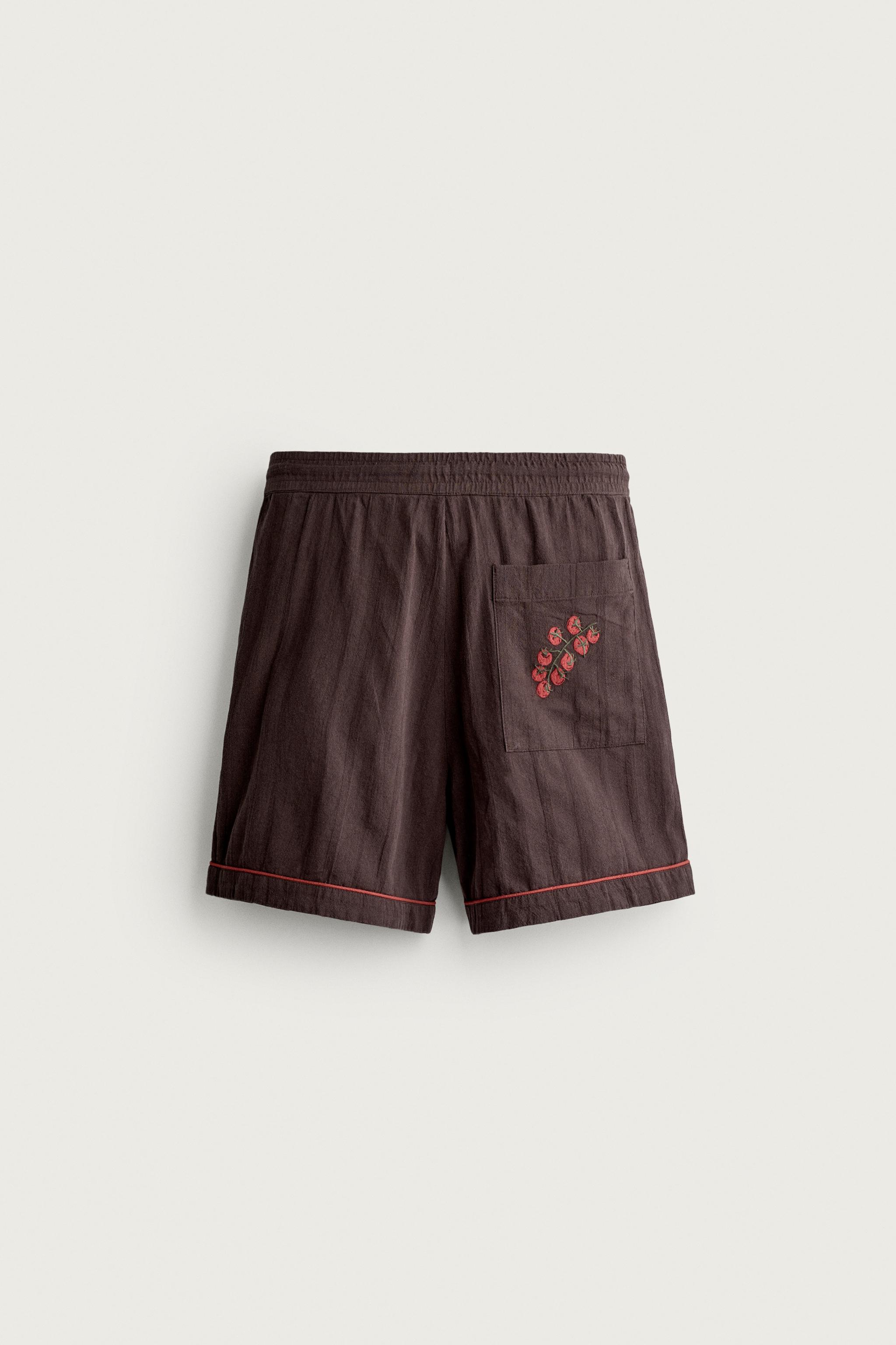 Мужские шорты Zara TOMATO EMBROIDERY SHORTS — фото 7