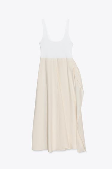 CONTRAST PLEATED DRESS - Ecru by Zara - Image 5