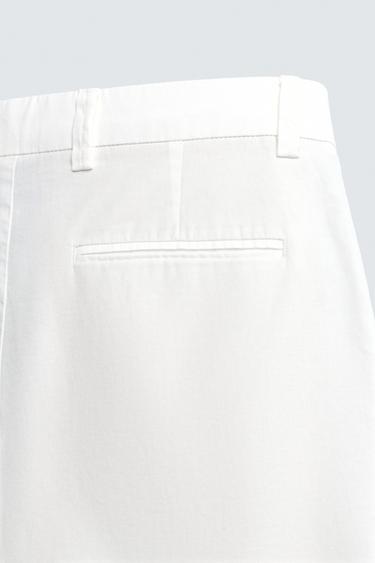 REGULAR FIT PLEATED BERMUDA SHORTS - Oyster-white by Zara - Image 8