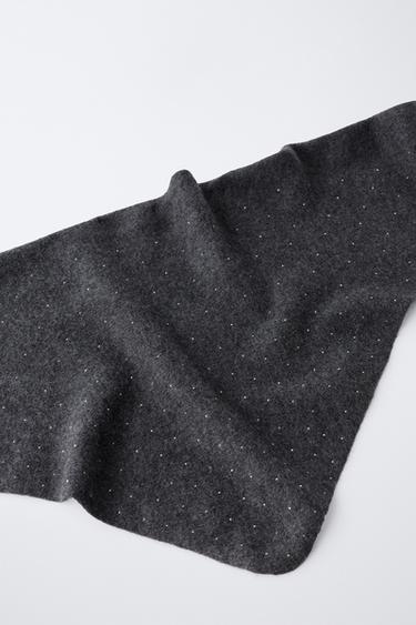 وشاح مثلث محاك بلمعات - رمادي فيجوريه الخاص بـ Zara