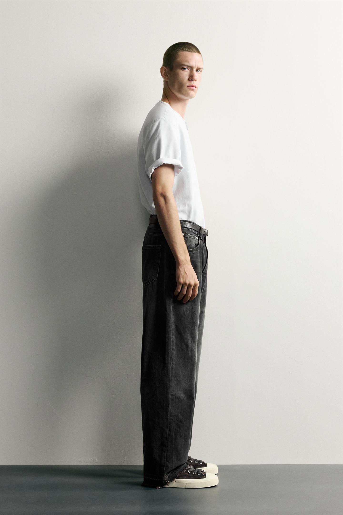 Мужские джинсы Zara Loose-Fit, цвет: Угольный — фото 4