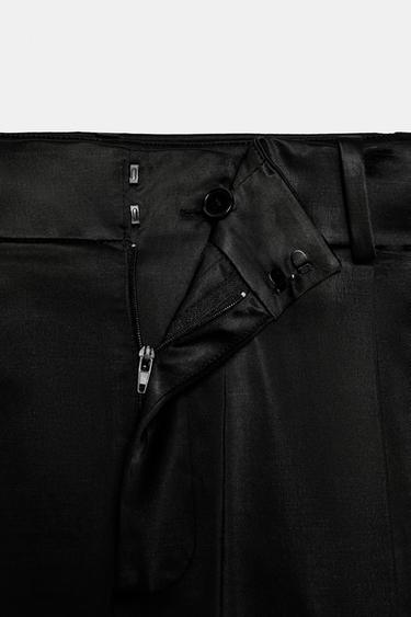 PANTALON SATINÉ À PINCES ZW COLLECTION - Noir de Zara - Image 10