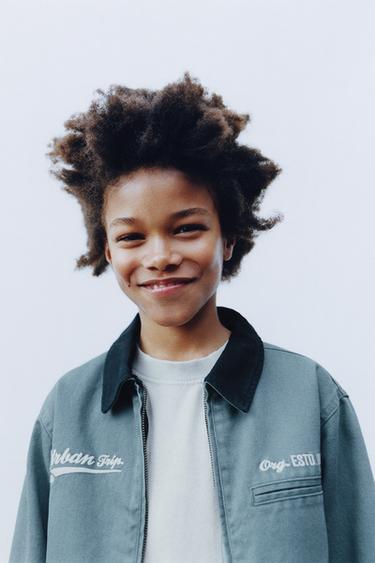 Zara EMBROIDERED TWILL JACKET - Light blue