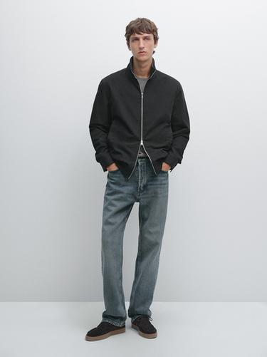 Zara Peach-effect jacket with elbow patch details - Navy blue - Image 0