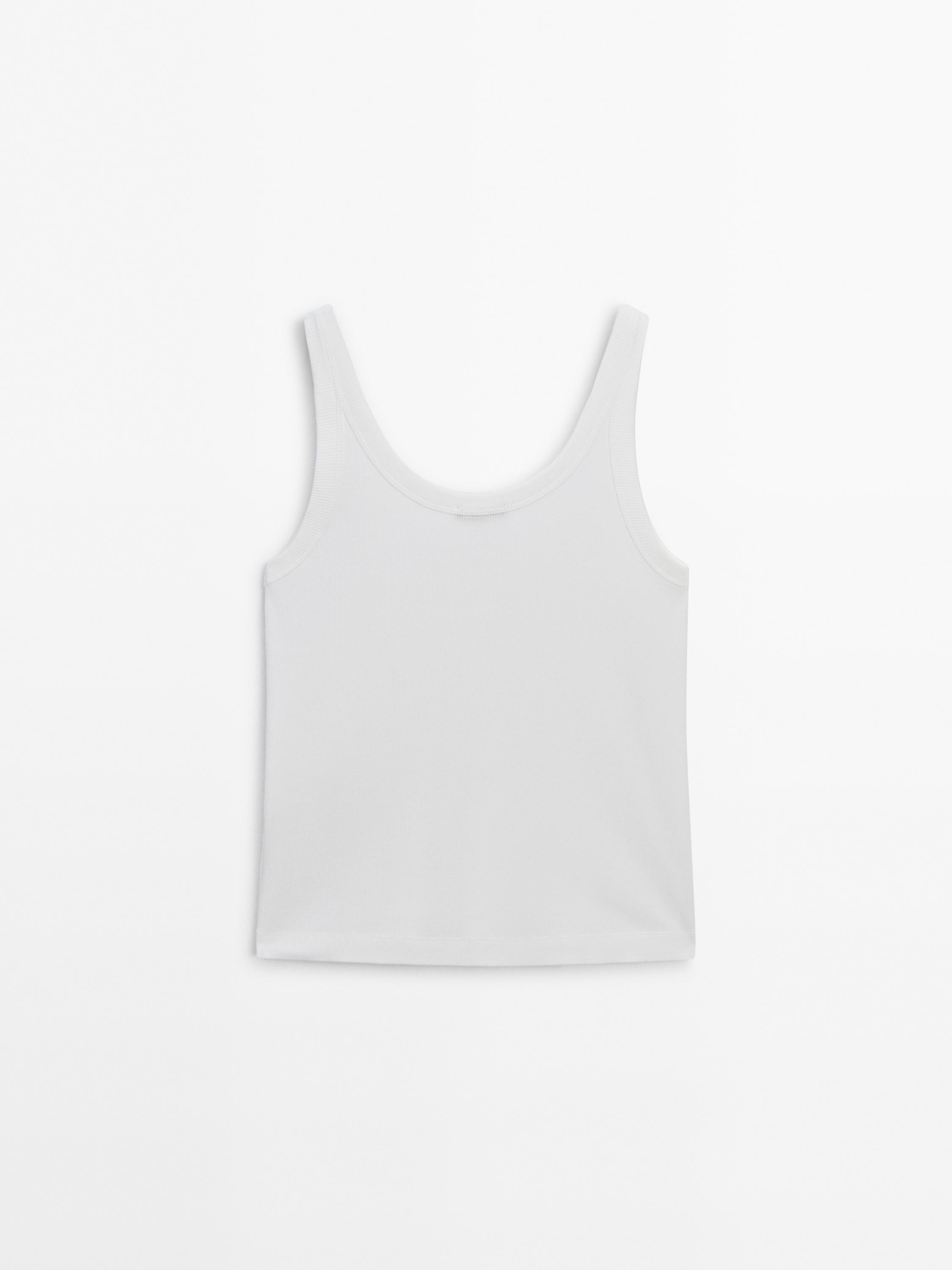 Ribbed sleeveless T-shirt - White | ZARA United States