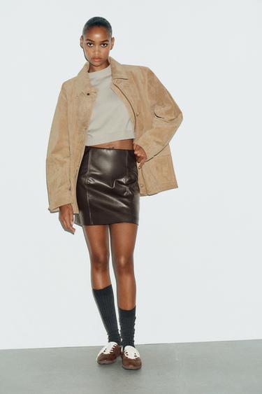 Zara HIGH-WAISTED MINI SKIRT - Chocolate - Image 0