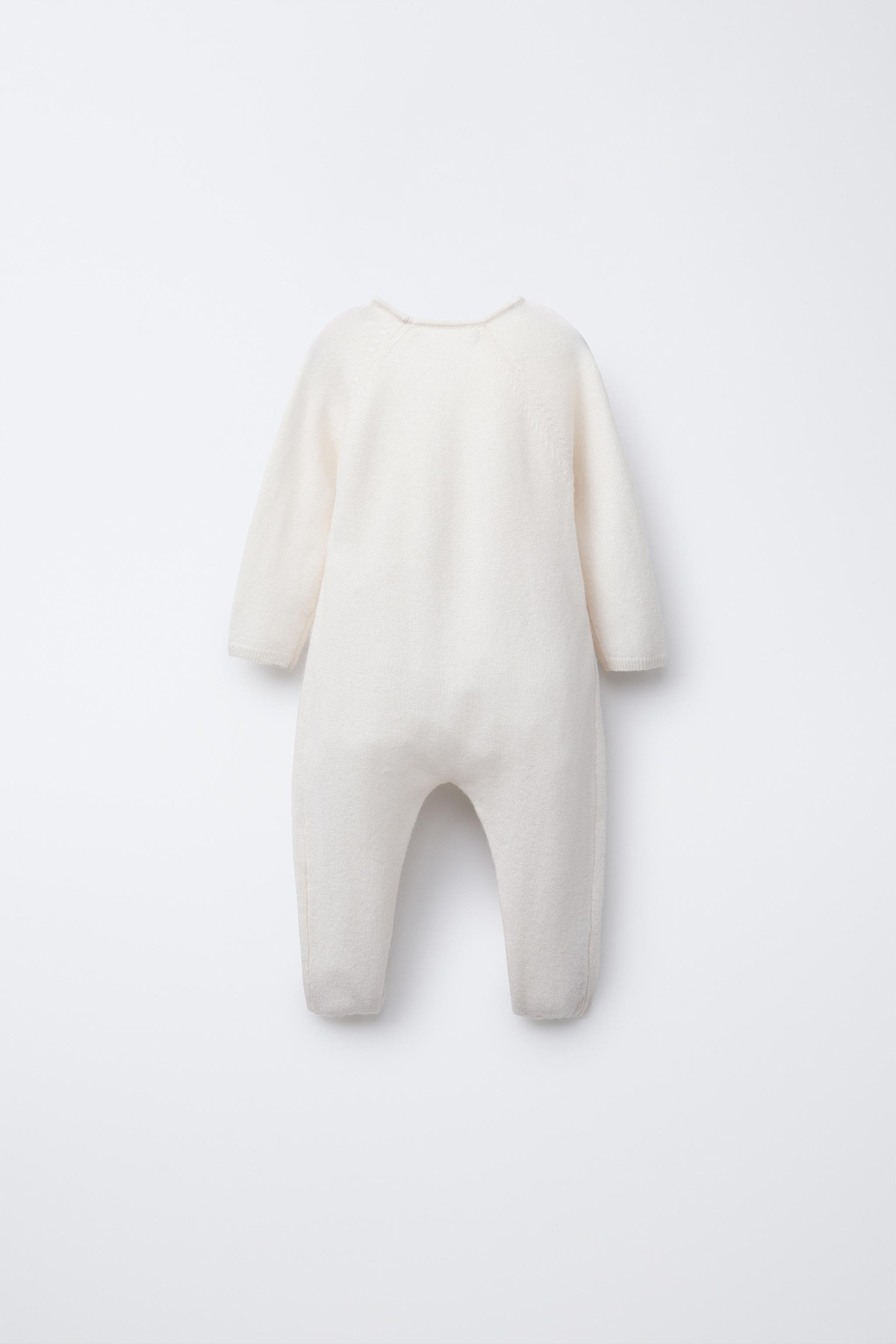 ZARA Baby】カシミヤ100%ニット キモノロンパース ボンネ付き