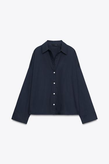 POPLIN SHIRT - Navy blue by Zara - Image 0