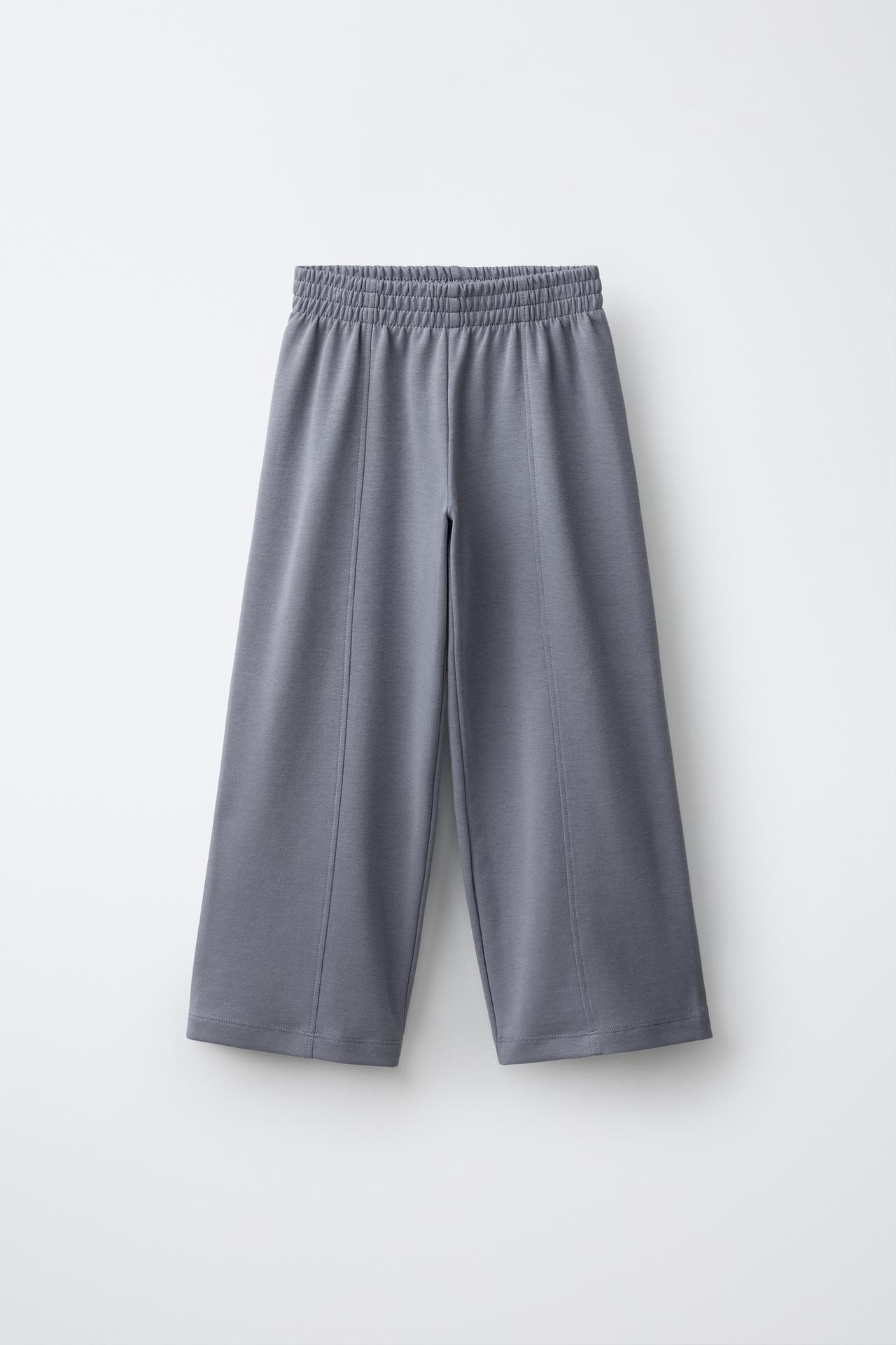 INTERLOCK WIDE LEG PANTS — Blue