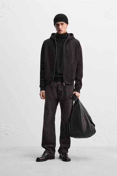 Zara ZIP HOODIE SWEATSHIRT - Black - Image 0