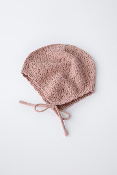 COTTON AND SILK KNIT BONNET - Pink by Zara - Image 2