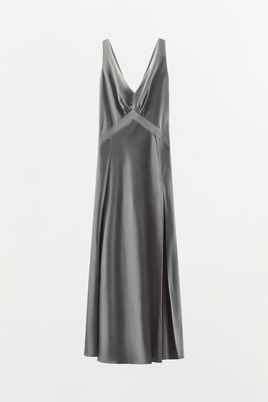 LONG SATIN DRESS - Grey by Zara - Image 5