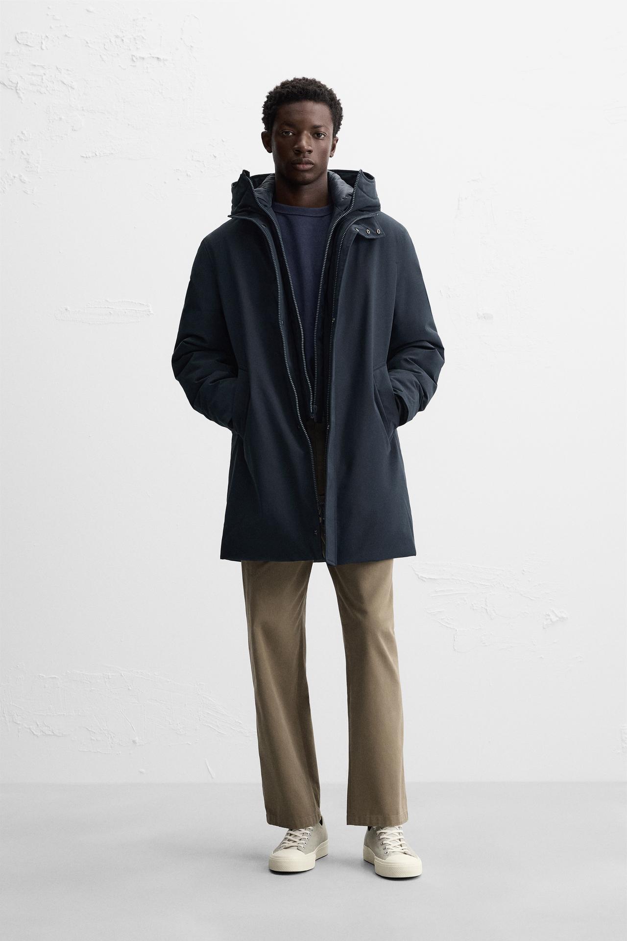 PADDED PARKA WITH DETACHABLE COLLAR - Navy blue by Zara