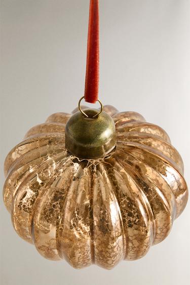 STRIPED SPINNING TOP BAUBLE CHRISTMAS TREE DECORATION - Silver by Zara - Image 2