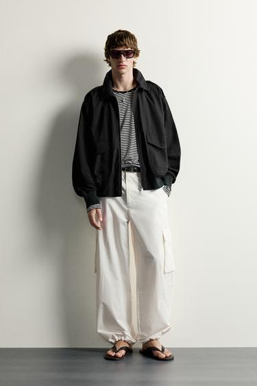 RELAXED FIT JACKET WITH TABS - Indigo by Zara