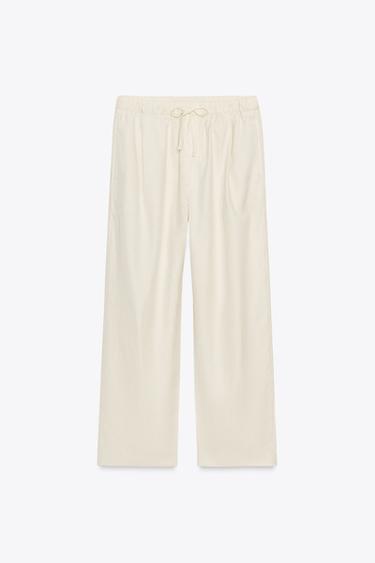 ZW COLLECTION WIDE LEG JOGGING TROUSERS - Ecru by Zara