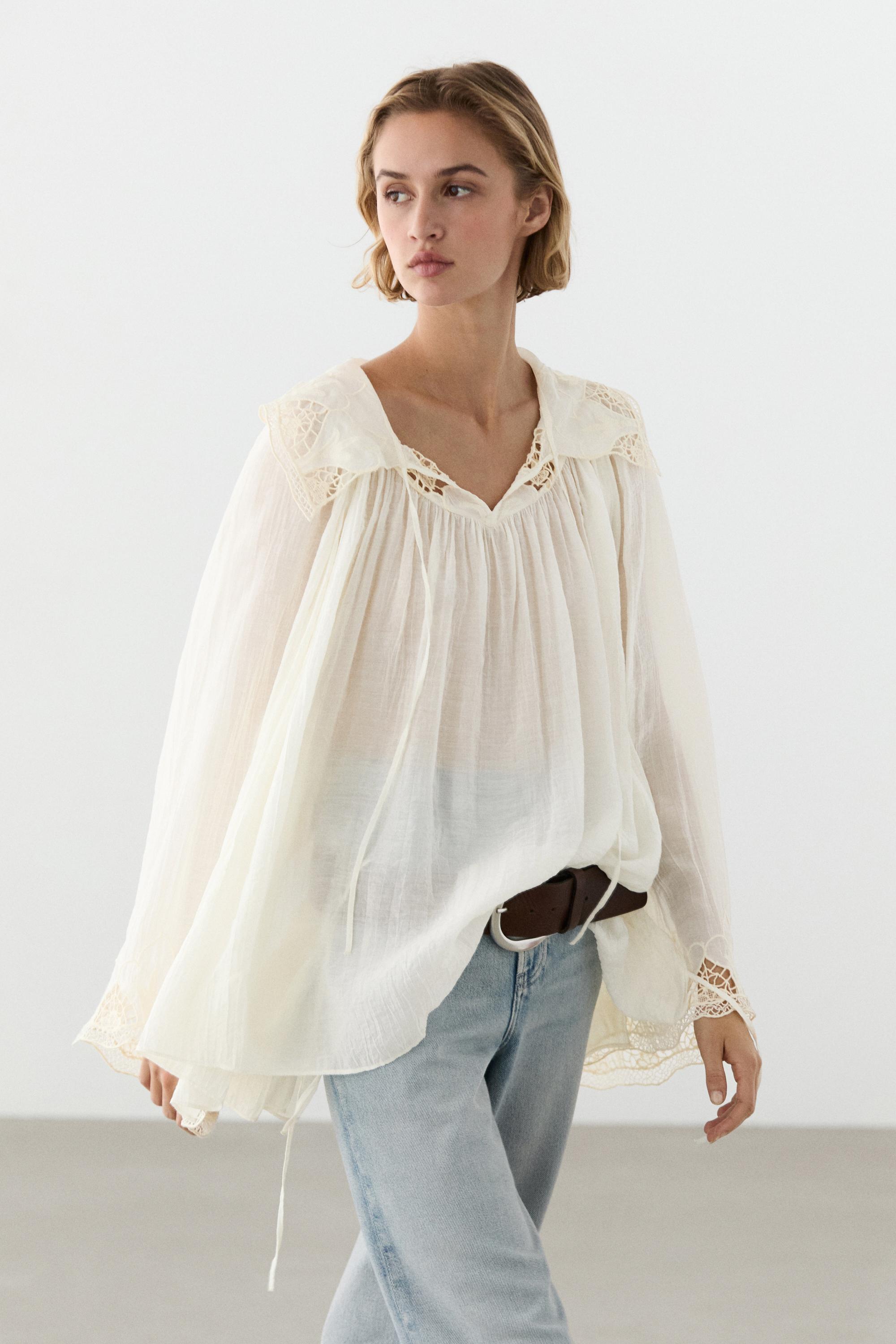Embroidered flowing blouse