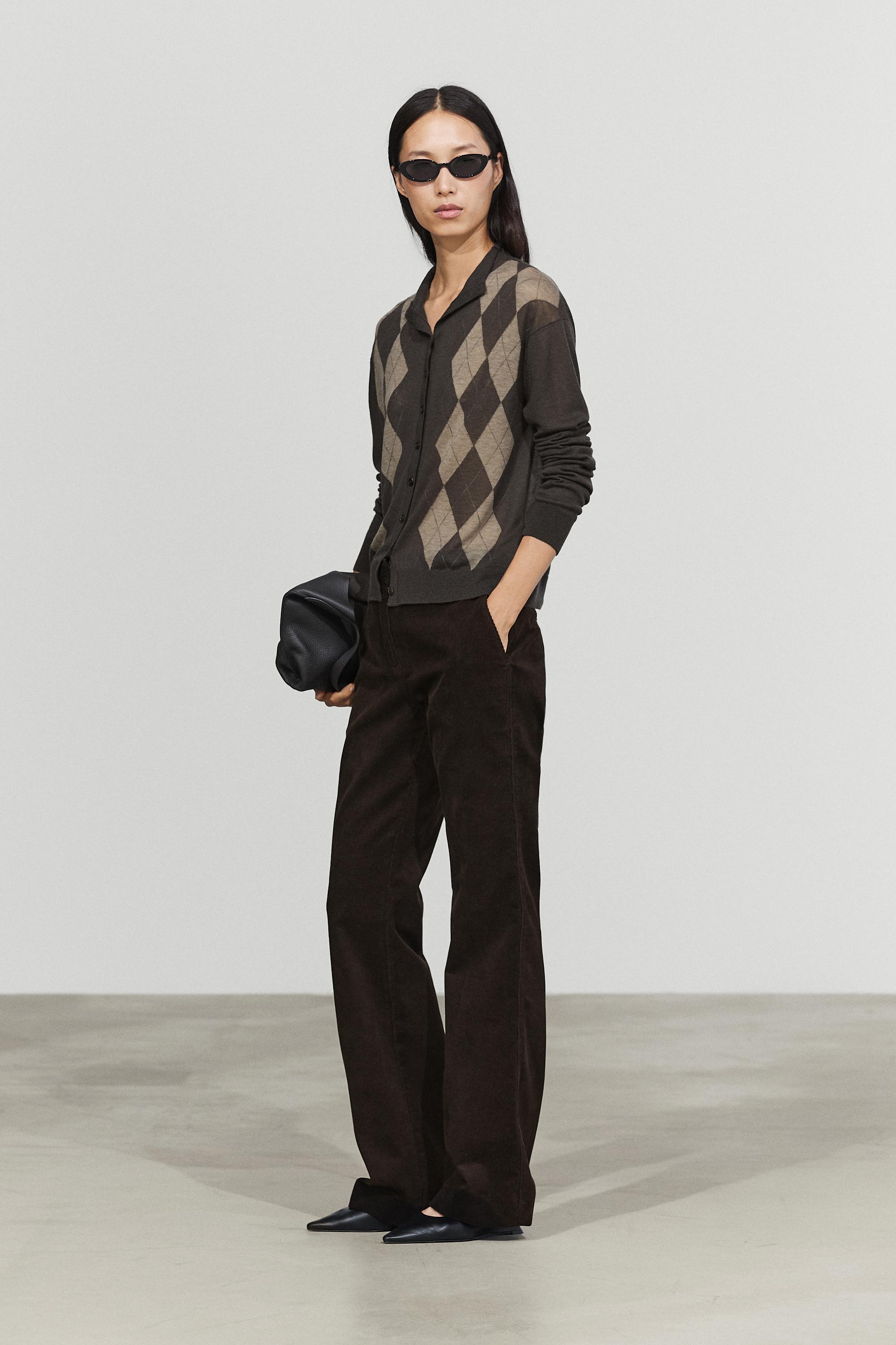 100% wool argyle knit cardigan