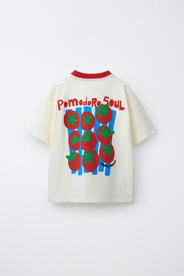 PRINTED TOMATO T-SHIRT - Ecru by Zara - Image 1