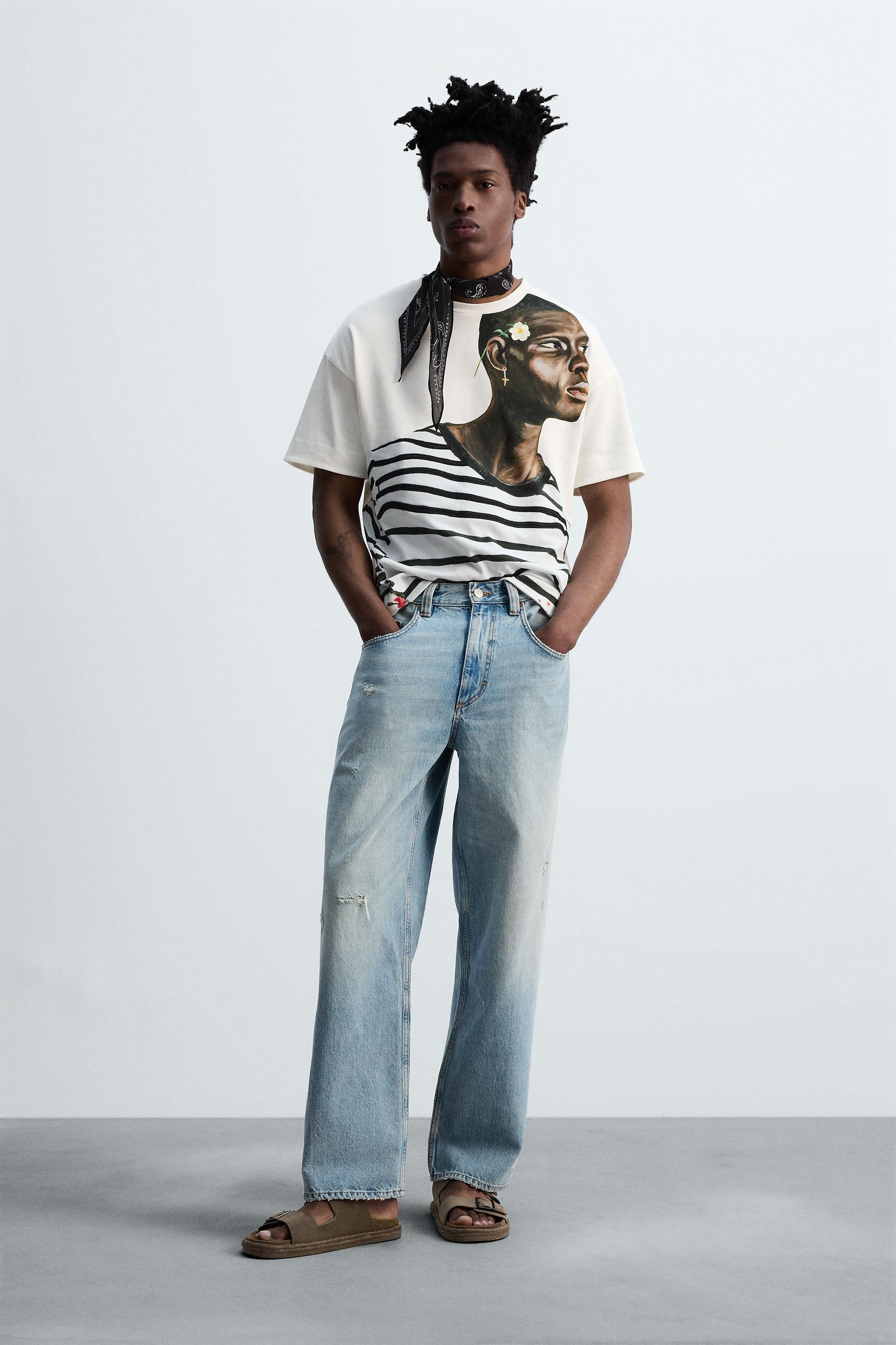 スペイン発 ZARA 刺繍ストライプTシャツ OTIS KWAME KYE QUAICOE EMBROIDERED STRIPED T-SHIRT © OTIS KWAME KYE QUAICOE - Green