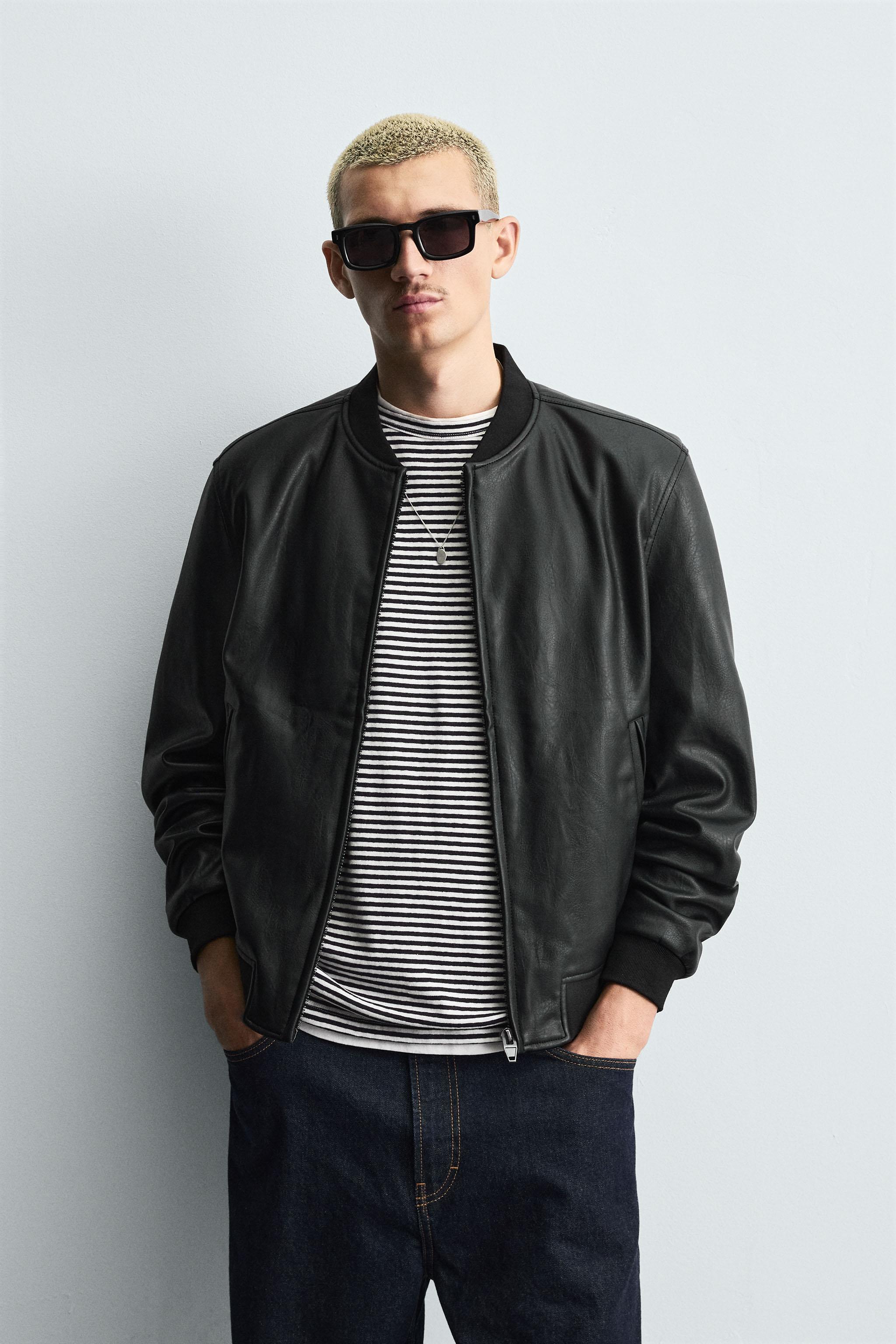 【Yume】ZARA フェイクレザー ボンバージャケット ブラック FAUX LEATHER BOMBER - Black | ZARA United States