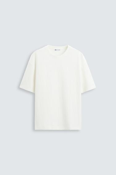 TEXTURED RELAXED FIT T-SHIRT - Oyster-white by Zara