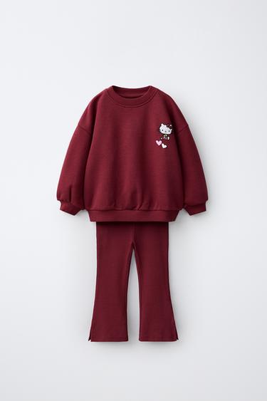 HELLO KITTY © SANRIO SWEATSHIRT AND FLARE LEGGINGS SET - Burgundy by Zara