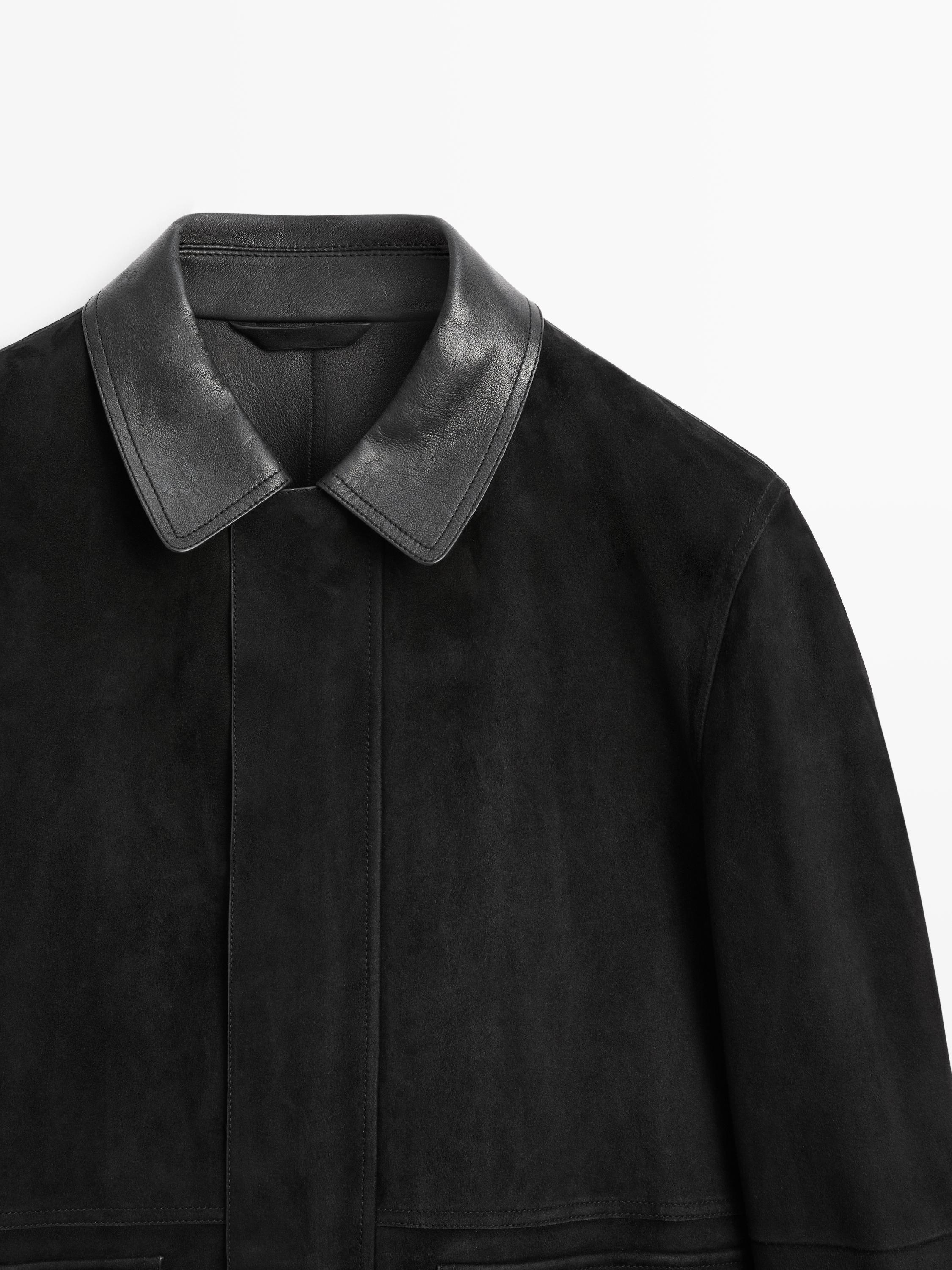 Jacket with suede pockets detail