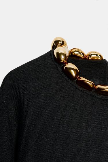 PULL EN MAILLE À BOULES AU COL - Noir de Zara - Image 6
