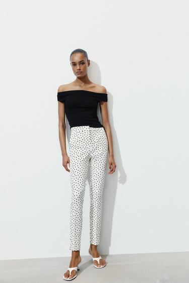 PANTALÓN LUNARES - Blanco / Negro de Zara