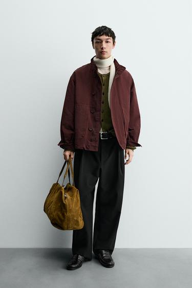 BOXY FIT POCKET JACKET - Burgundy by Zara