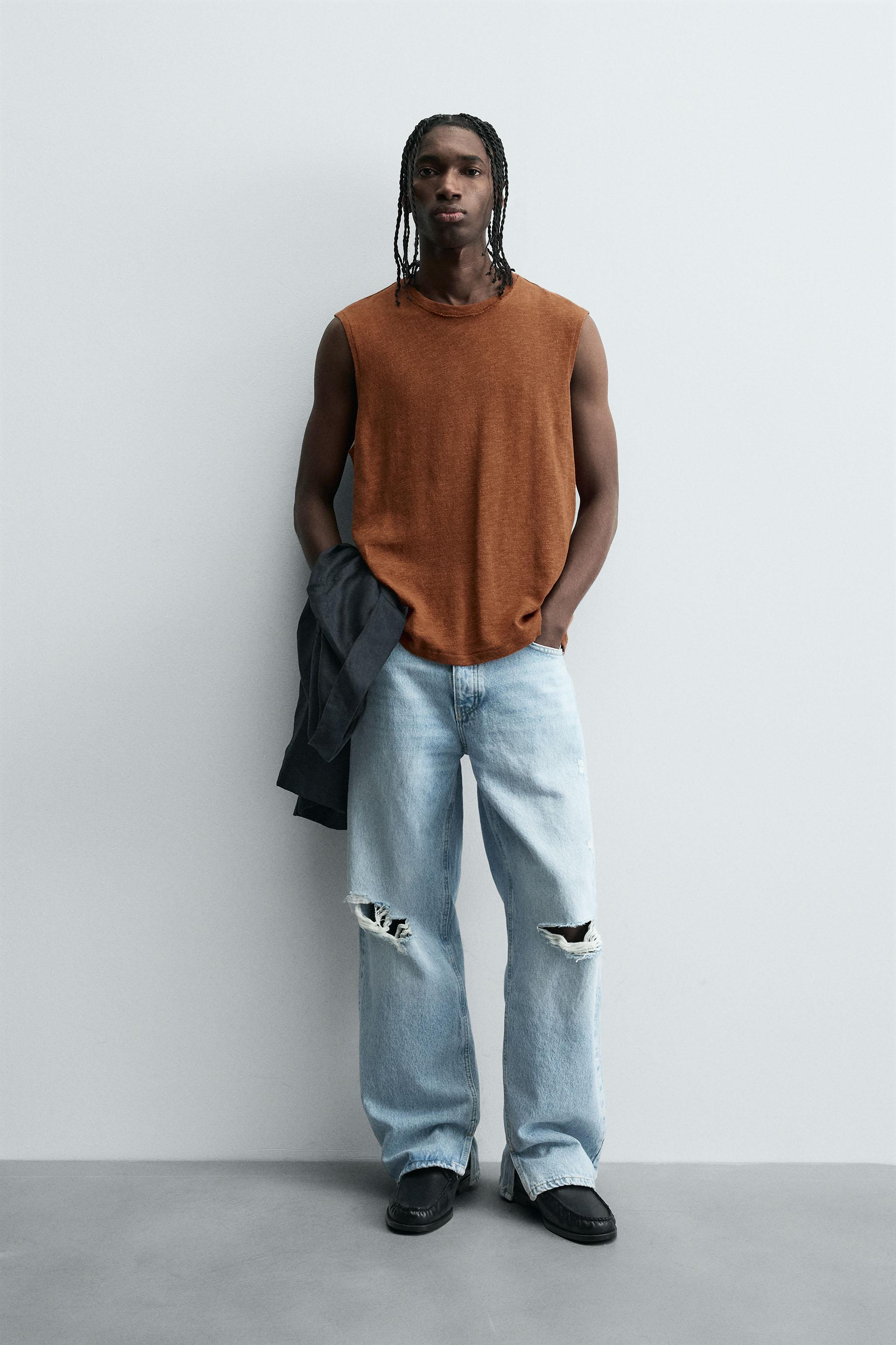 トップス Richmond denim tanktop RELAXED FIT TANK TOP - Ochre | ZARA South Africa