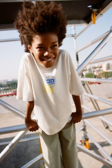 T-SHIRT WITH RAISED GRAPHIC - Ecru by Zara - Image 3