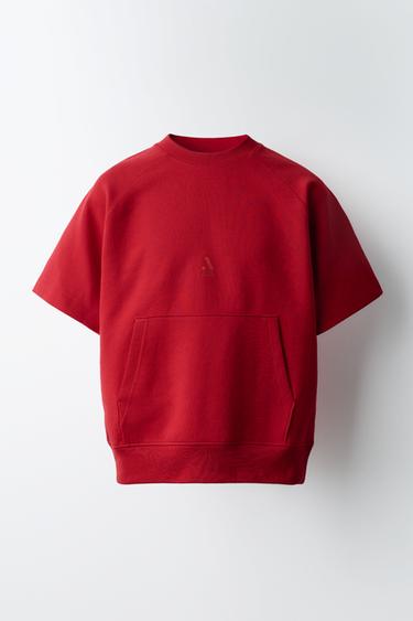 Zara INTERLOCK SPORTY LOGO SWEATSHIRT - Red