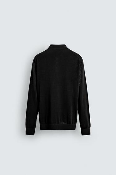 KNIT COTTON-SILK POLO SHIRT - Black by Zara - Image 7