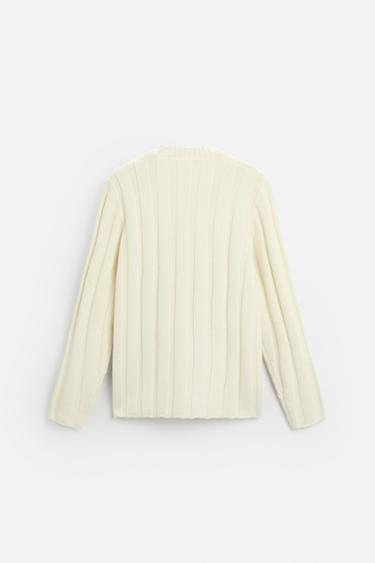 RIBBED TEXTURED SWEATER - Ecru by Zara - Image 7