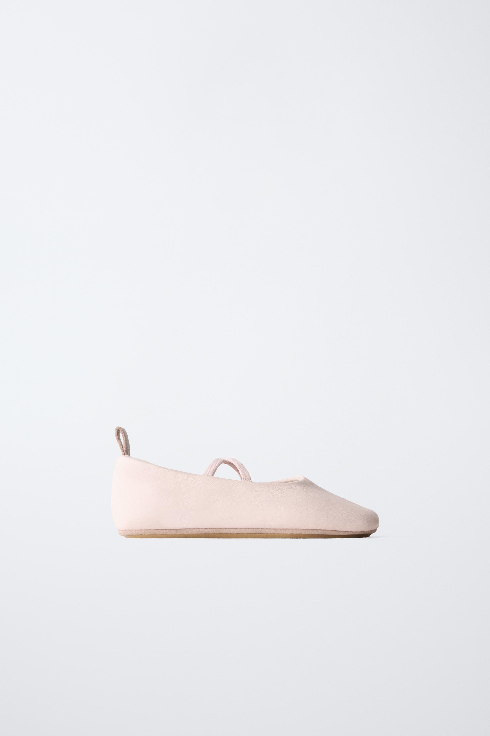 LEATHER BALLERINAS - Pink | ZARA Singapore