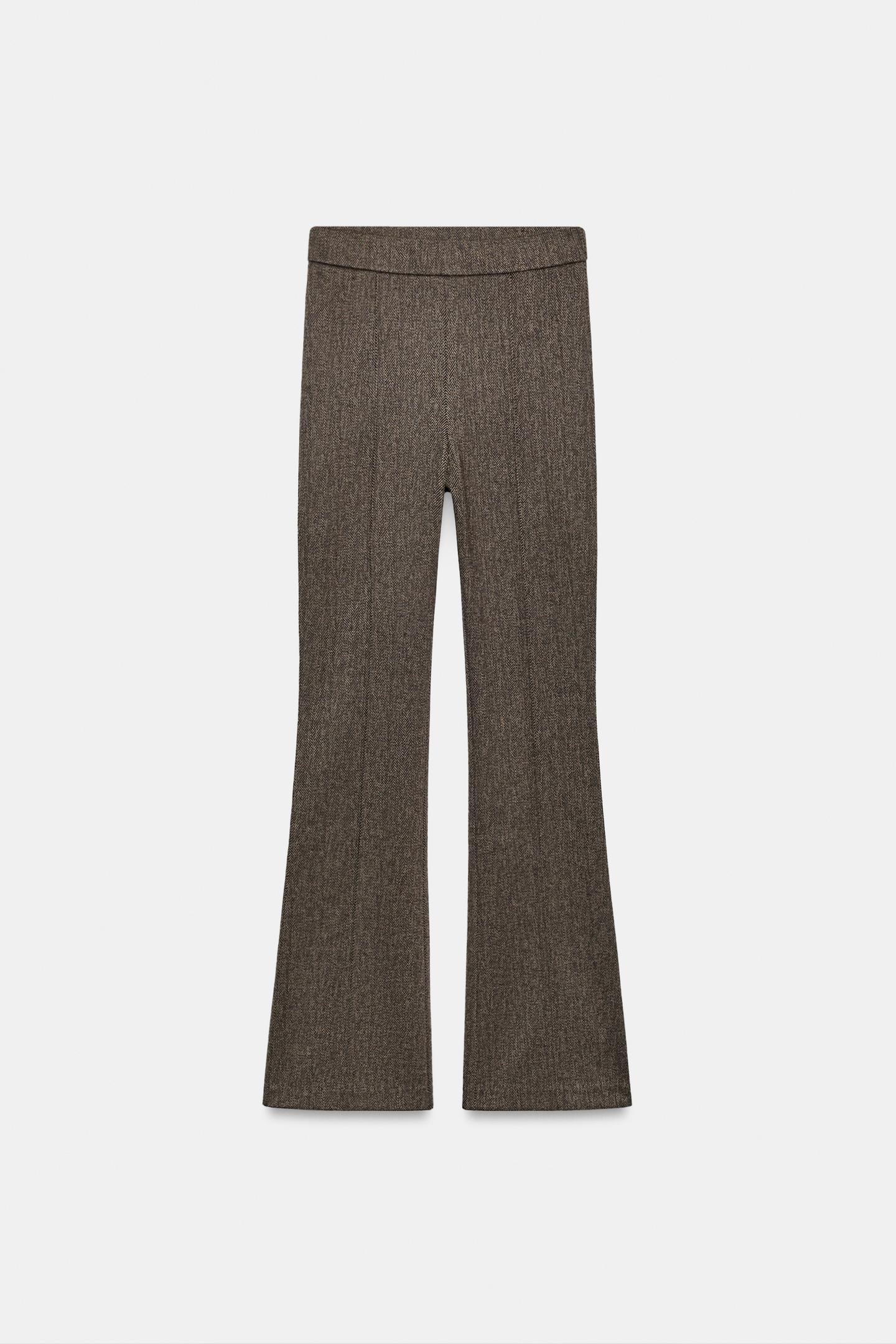 Женские леггинсы Zara Herringbone Flare, цвет: Коричневый — фото 5