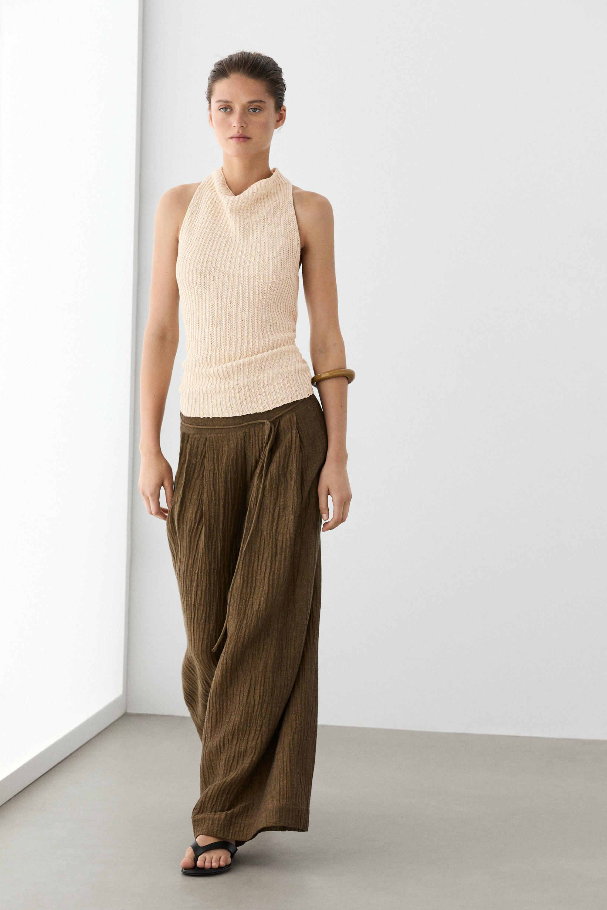 Pantalon fluide en lin mélangé