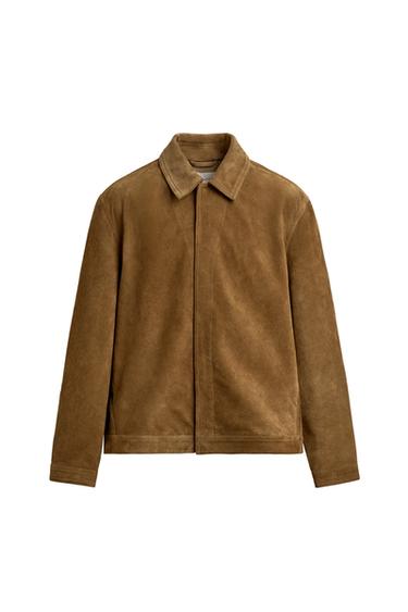 SOBRECAMISA REGULAR FIT PIEL ANTE - Tabaco de Zara