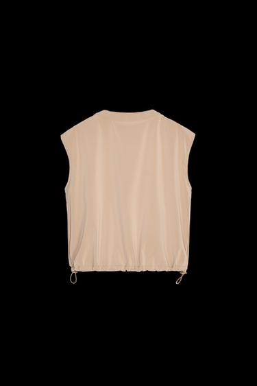 Zara SHORT ELASTIC HEM VEST - Mid-camel