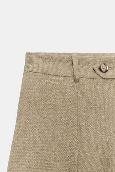 PANTALON LARGE AVEC LIN ZW COLLECTION - Kaki de Zara - Image 6