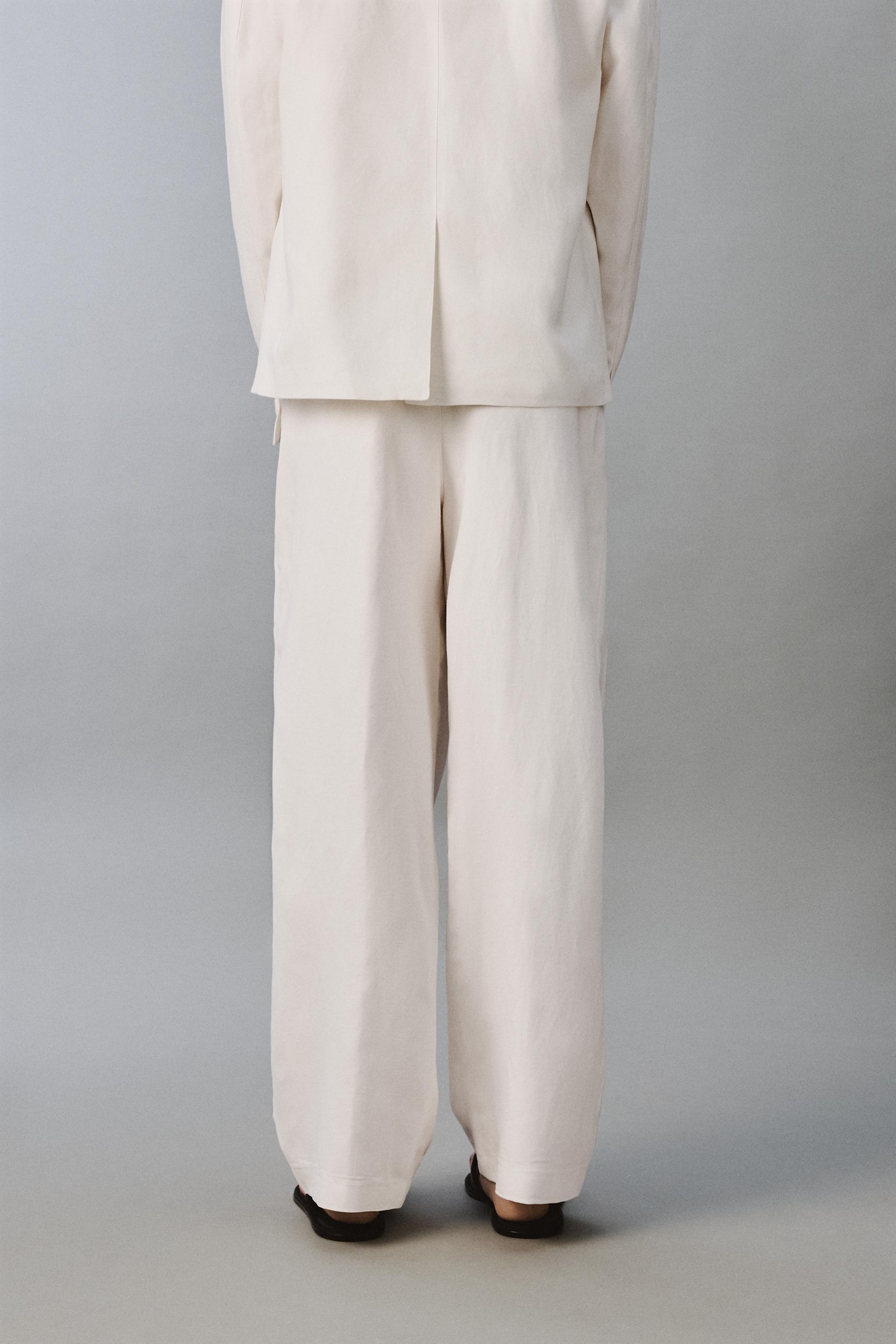 RELAXED FIT VISCOSE LINEN SUIT PANTS