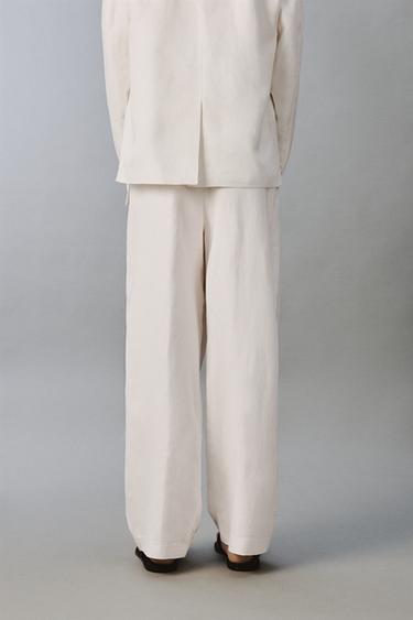 RELAXED FIT VISCOSE/LINEN SUIT TROUSERS - White by Zara - Image 2